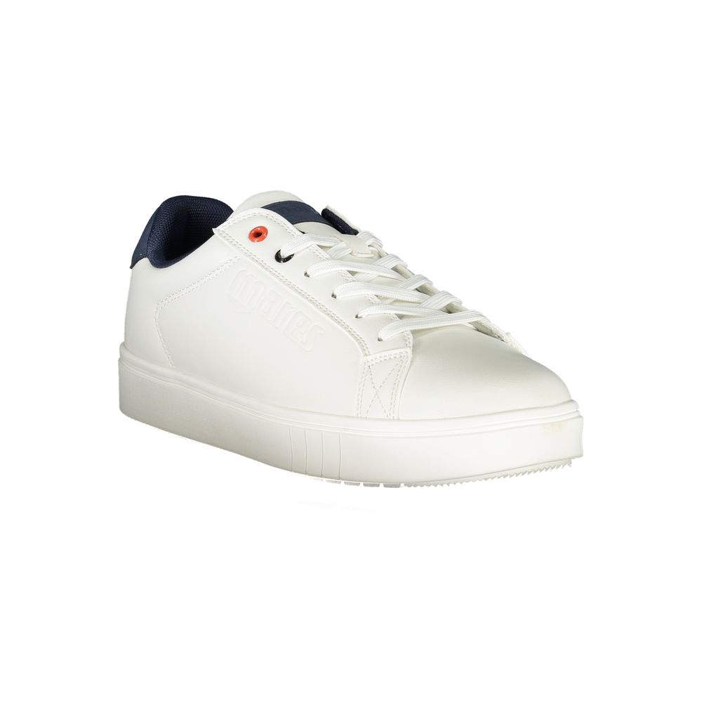 Mares white polyurethane men's sneaker with lace-up design and cushioned sole, casual footwear for everyday wear