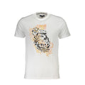 White Cavalli Class cotton men's T-shirt with a classic fit and round neckline, shown on a plain background.