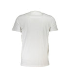 White cotton men's T-shirt by Cavalli Class, featuring a classic fit and crew neckline, displayed flat on a neutral background.
