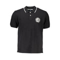 Black North Sails men's cotton polo shirt with collar and short sleeves, casual and stylish for everyday wear.