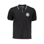 Black North Sails men's cotton polo shirt with collar and short sleeves, casual and stylish for everyday wear.