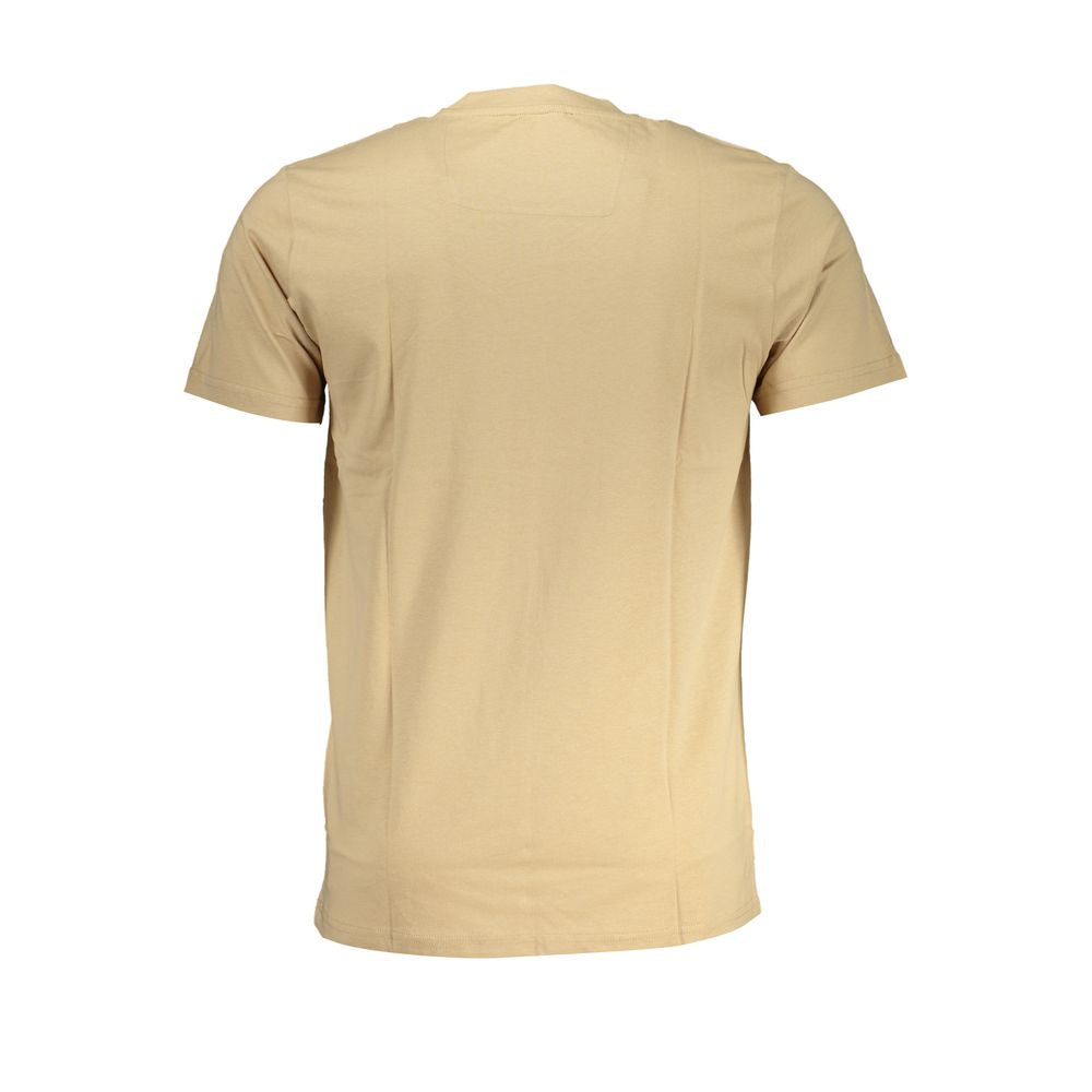 Beige Cavalli Class cotton men's T-shirt with round neckline and short sleeves, casual style.
