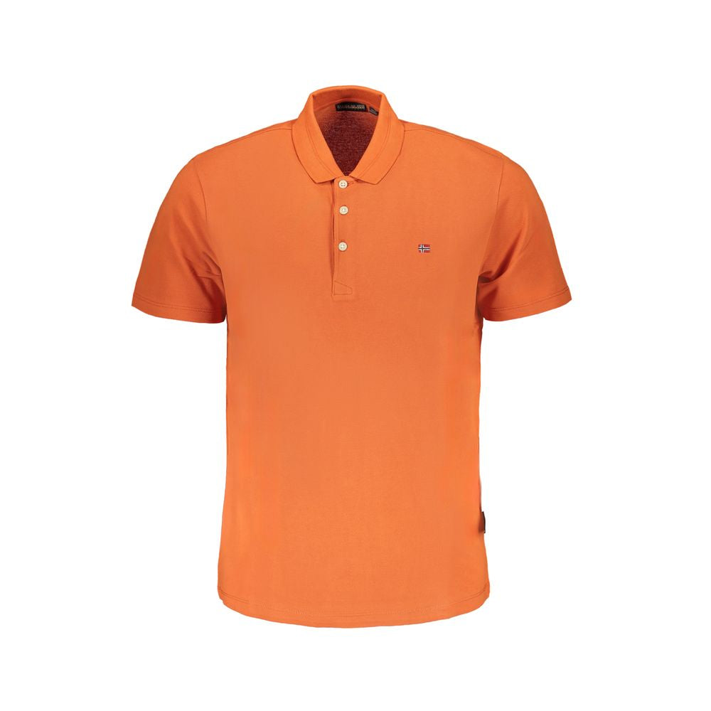 Men's Napapijri cotton polo shirt in vibrant orange, featuring a classic fit and embroidered logo on the chest.