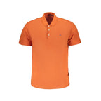 Men's Napapijri cotton polo shirt in vibrant orange, featuring a classic fit and embroidered logo on the chest.