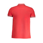 Red Cavalli Class cotton men's polo shirt with a classic collar and short sleeves, displayed flat on a white background.