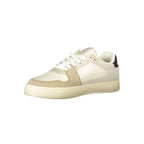 Calvin Klein beige polyurethane men's sneaker with white sole and minimal design, stylish casual footwear for men.