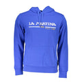 Blue cotton men's hooded sweatshirt by La Martina, featuring a comfortable fit and casual style.