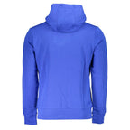 La Martina blue cotton men's hooded sweatshirt with front pocket and drawstrings, casual and comfortable for everyday wear.