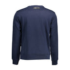 Blue cotton men's sweatshirt by Plein Sport with a relaxed fit and ribbed cuffs, displayed on a plain background.