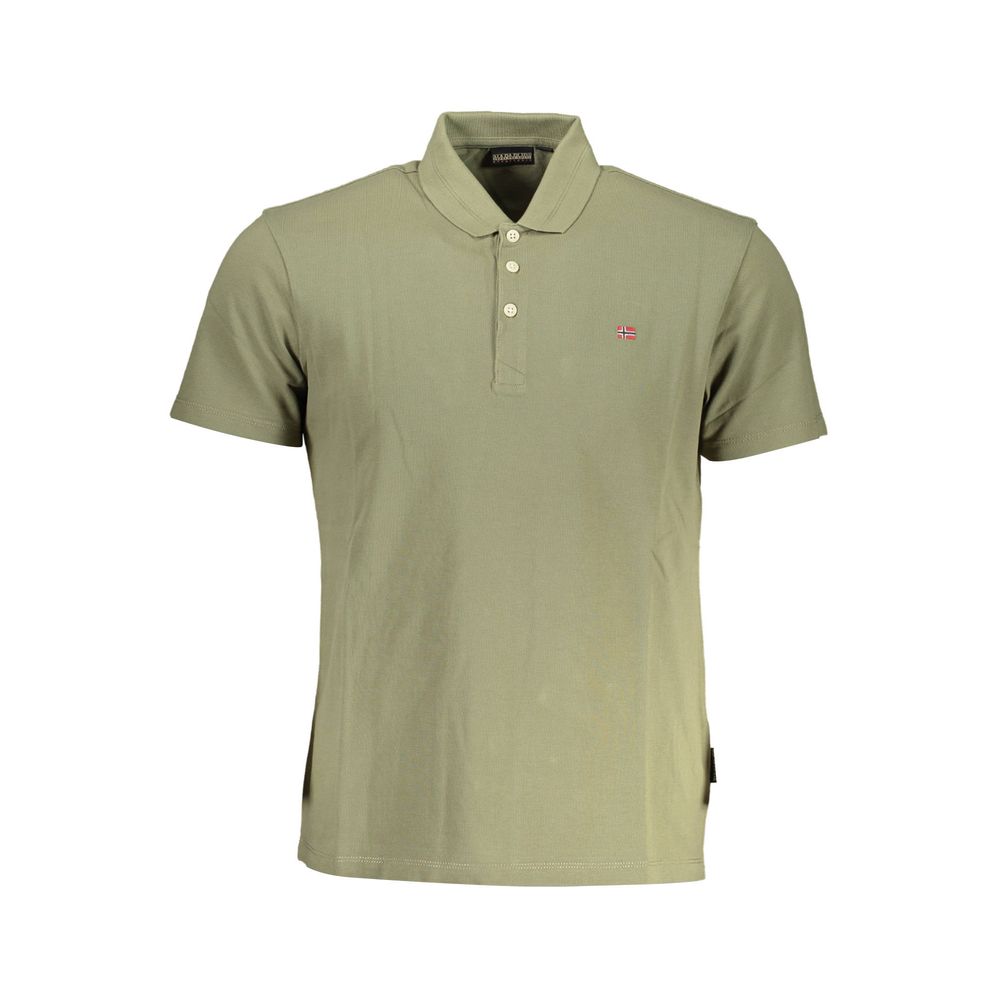 Men's Napapijri Verde cotton polo shirt with a classic fit and short sleeves, featuring the brand logo on the chest.