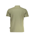 Napapijri men's green cotton polo shirt with a classic collar and short sleeves, displayed on a plain background.