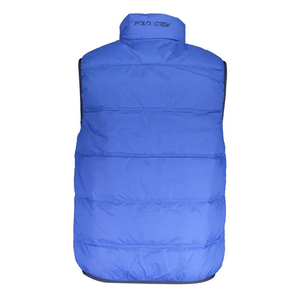 La Martina blue polyamide men's vest with a front zipper and sleeveless design, lightweight and sporty for active wear.
