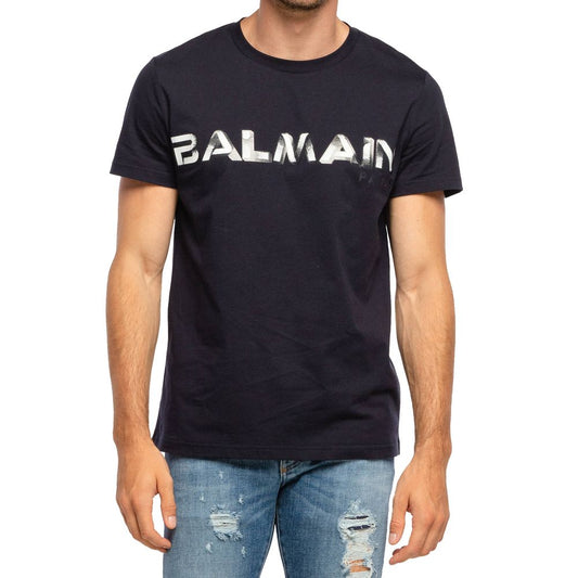 Balmain Blue Cotton T-Shirt Balmain