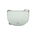 Calvin Klein black polyurethane women's handbag with sleek design and silver-tone hardware, featuring a top handle and zip closure.