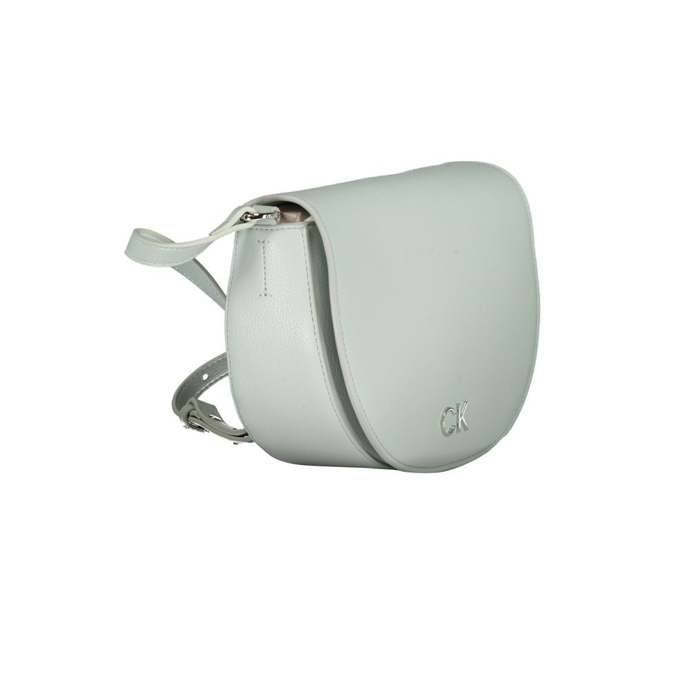 Calvin Klein black polyurethane women's handbag with sleek design and subtle logo accents.