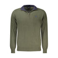 North Sails Verde Wool Male Sweater displayed on a hanger, showcasing a classic knit design in green with a crew neckline.