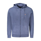 Norway 1963 blue polyamide men's cardigan with a classic fit and button-up front, displayed on a neutral background.