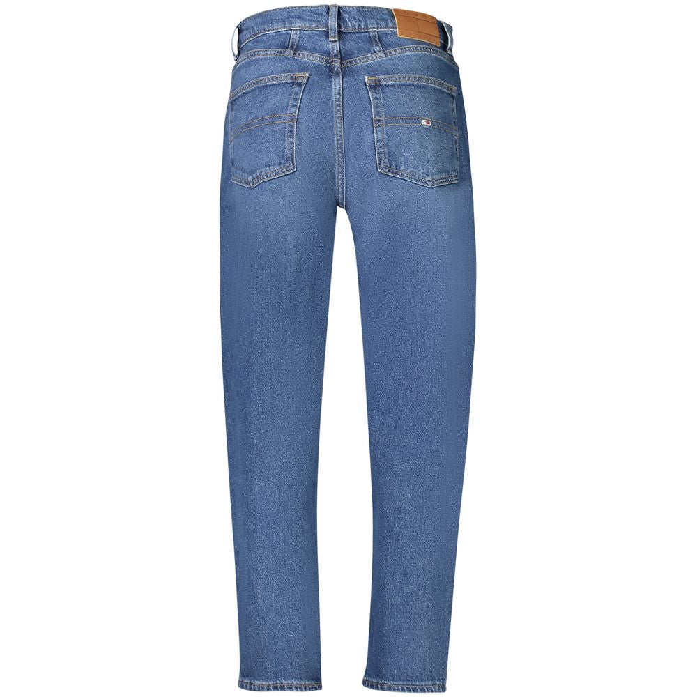 Tommy Hilfiger blue cotton women's jeans with classic five-pocket design and belt loops, casual and stylish denim pants.