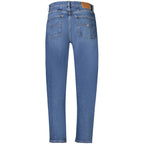 Tommy Hilfiger blue cotton women's jeans with classic five-pocket design and belt loops, casual and stylish denim pants.