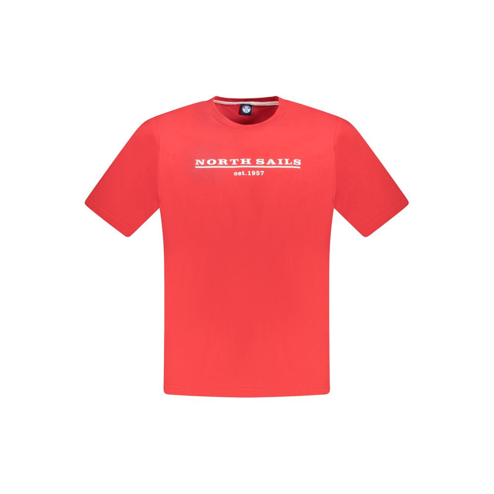 Red cotton men's T-shirt by North Sails featuring a classic fit and crew neck design.