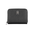 Tommy Hilfiger black polyurethane women’s wallet with sleek design and multiple card slots, stylish accessory for everyday use.