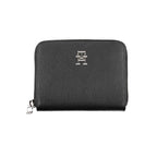 Tommy Hilfiger black polyurethane women’s wallet with sleek design and multiple card slots, stylish accessory for everyday use.