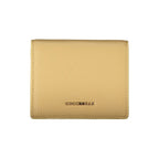 Beige leather women's wallet by Coccinelle featuring a sleek design with multiple card slots and a zip coin compartment.