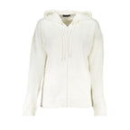 White cotton women's hoodie by North Sails, featuring a comfortable fit and casual style, shown on a model.