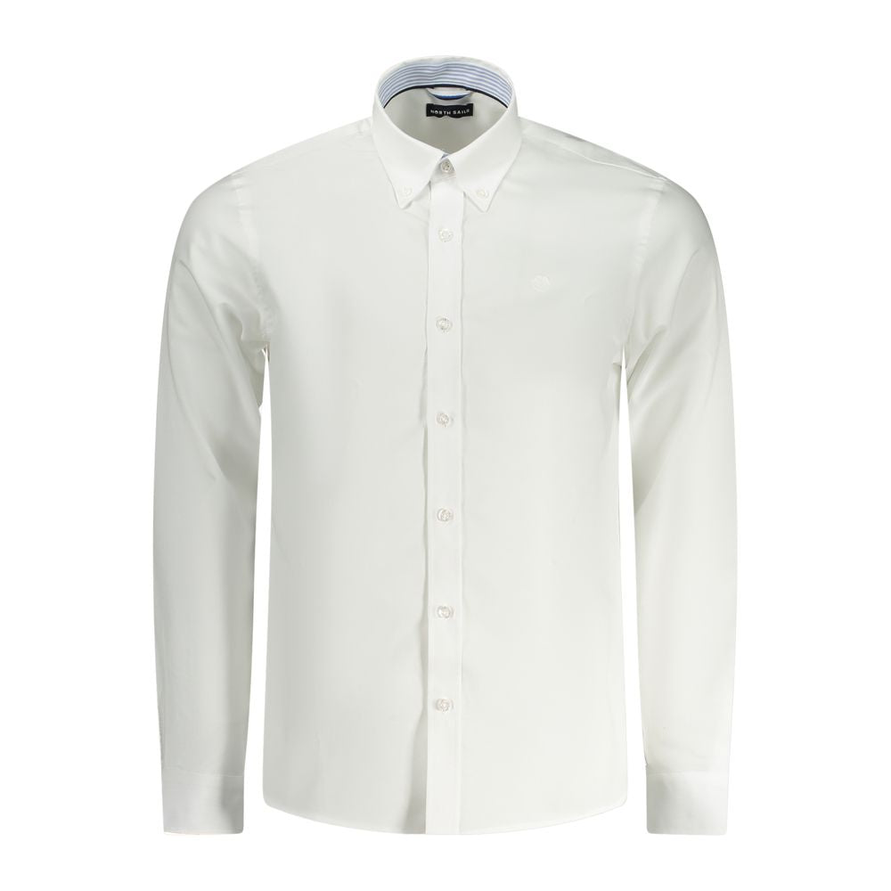 White cotton men's shirt by North Sails, featuring a classic fit with a button-down collar and clean, crisp design.