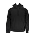 Black Calvin Klein men's polyester sweatshirt with a crew neck and minimalist design, featuring the brand logo on the chest.