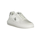 White leather Calvin Klein women's sneaker with sleek design and subtle branding, perfect for casual and sporty outfits.