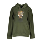Cavalli Class Verde polyester women's sweatshirt with a relaxed fit and casual style, featuring a crew neckline and long sleeves.