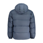 Tommy Hilfiger men's blue polyester jacket with a front zipper, standing collar, and logo detail on the chest.