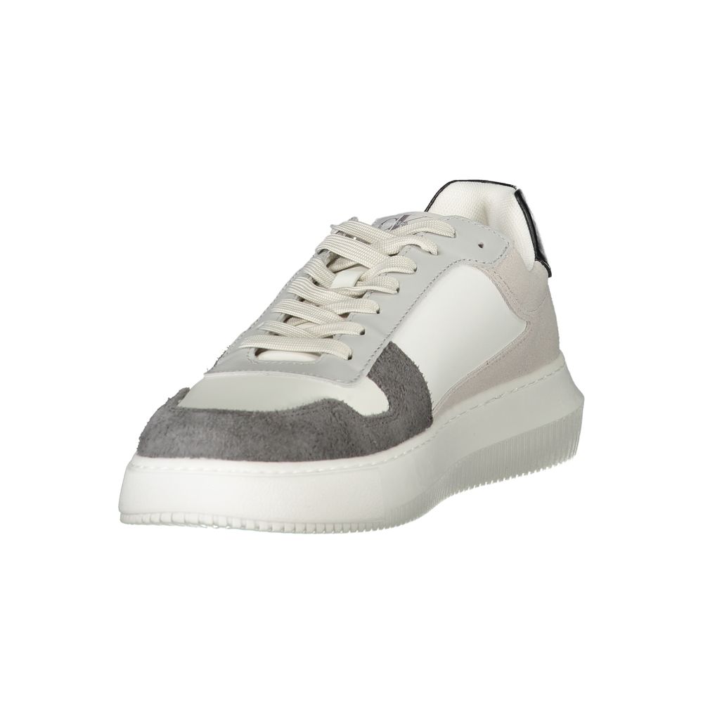 Calvin Klein white polyethylene men's sneaker with sleek design and lace-up closure, casual footwear for everyday wear.
