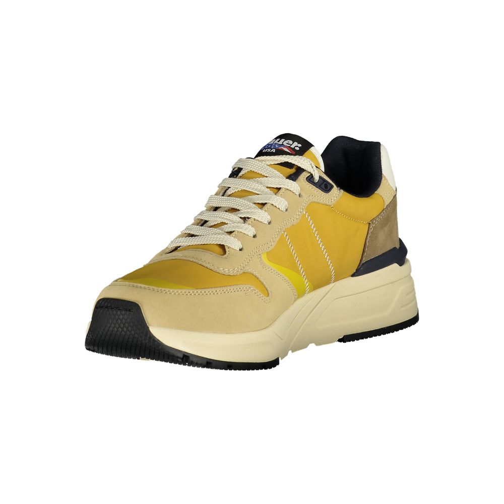 Blauer beige polyurethane men's sneaker with laces and rubber sole, stylish casual footwear.