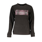 Black cotton women's sweatshirt by Cavalli Class with a relaxed fit and subtle branding, displayed on a plain background.