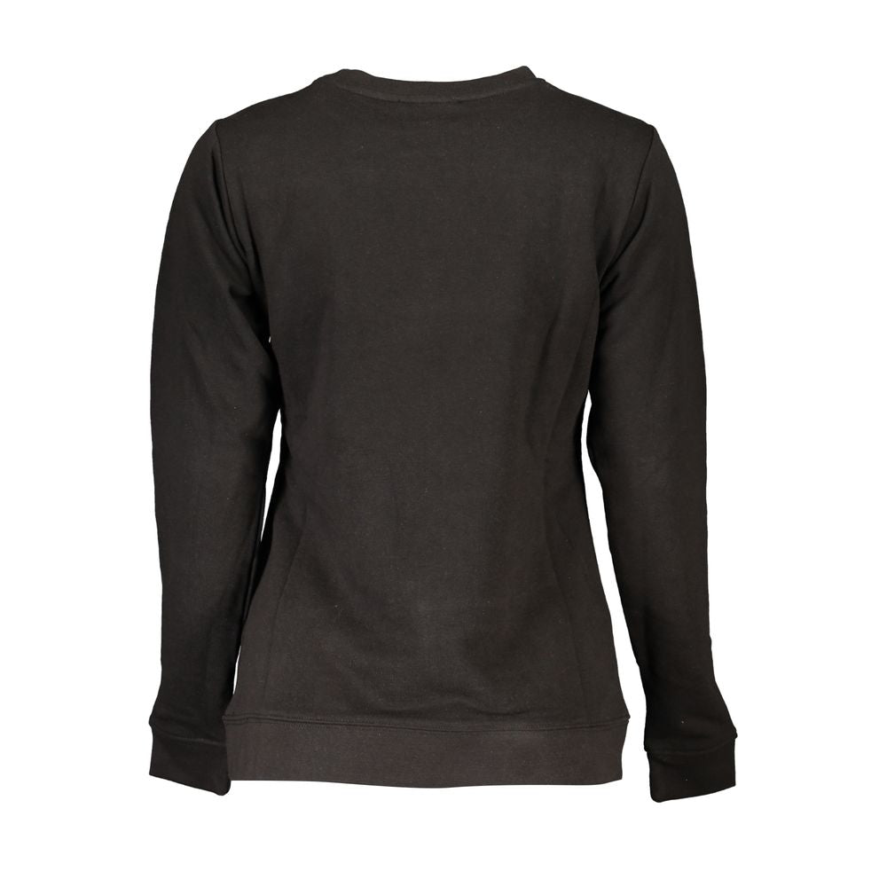 Black cotton women's sweatshirt by Cavalli Class, featuring a relaxed fit and subtle logo detail.