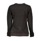 Black cotton women's sweatshirt by Cavalli Class, featuring a relaxed fit and subtle logo detail.
