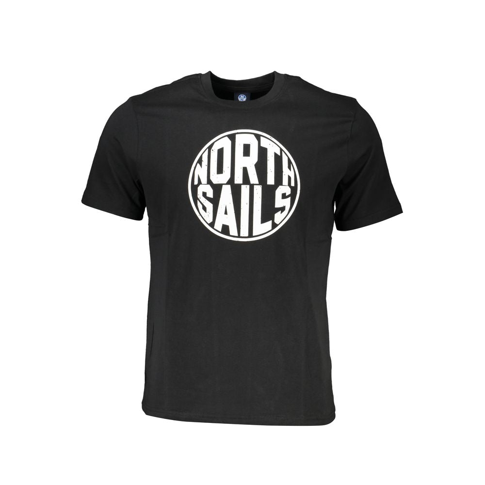 Black North Sails cotton men's T-shirt with crew neckline and short sleeves, shown flat on a white background.