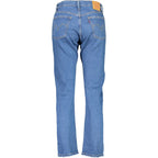 Levi's blue cotton women's jeans featuring classic five-pocket design and straight-leg fit.