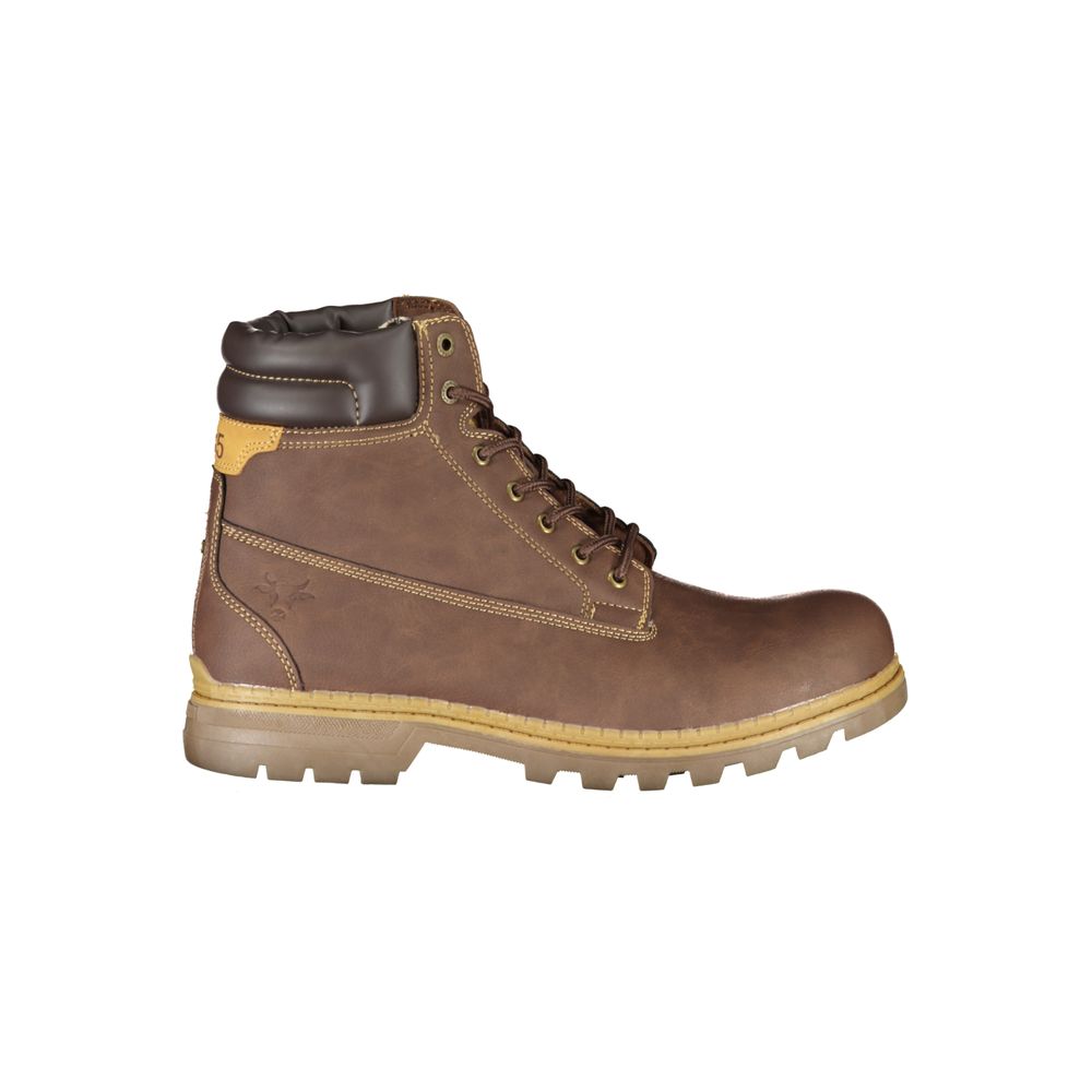 Carrera brown polyester men's ankle boots with sleek design and sturdy sole, perfect for casual and stylish wear.