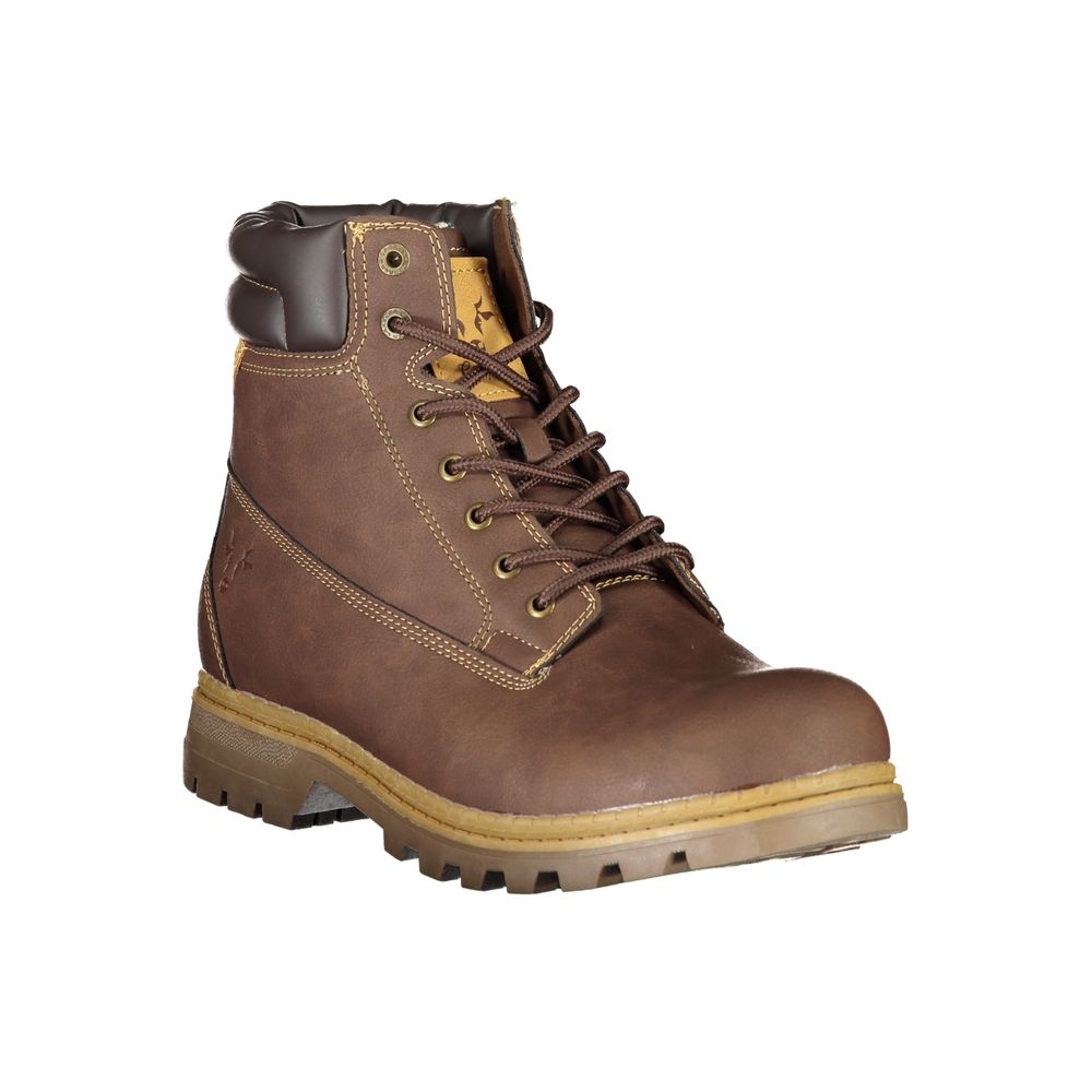 Carrera brown polyester men's ankle boots with sleek design and sturdy soles, perfect for casual and stylish footwear.