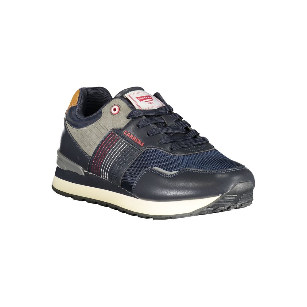 Carrera blue polyurethane men's sneaker with white sole and lace-up design, casual athletic footwear for everyday wear.