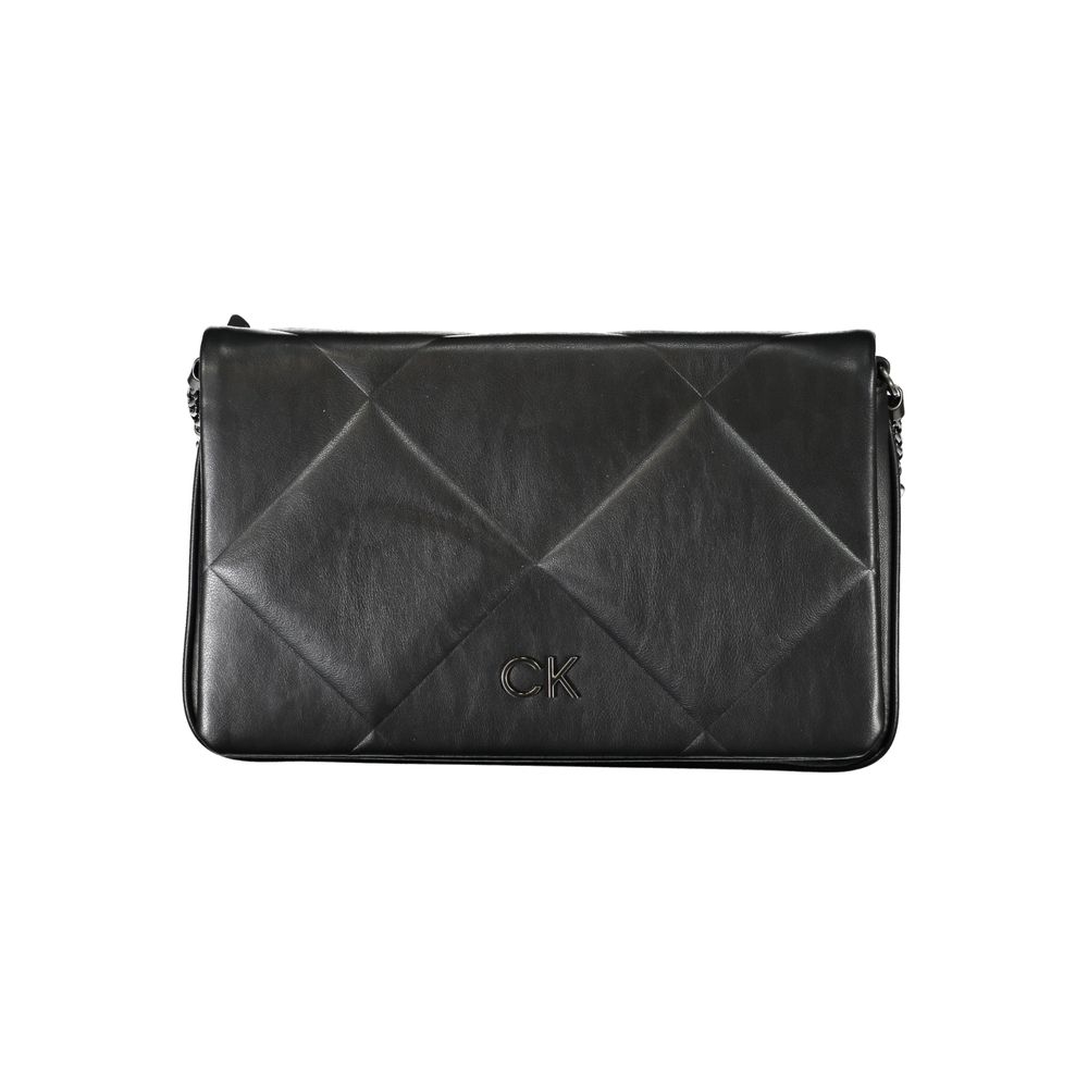 Calvin Klein black polyester women’s shoulder bag with sleek design and adjustable strap, perfect for everyday use.