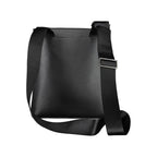 Black Calvin Klein eco-conscious shoulder bag with logo, featuring sleek design and adjustable strap for versatile style.