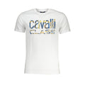 Cavalli Class Bianco cotton men's T-shirt with round neckline and short sleeves, featuring subtle branding detail.
