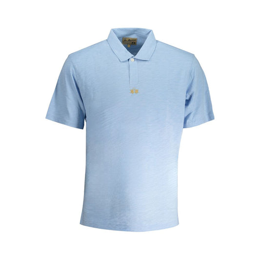 La Martina Light Blue Cotton Men Polo Shirt La Martina