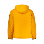 Napapijri orange men's jacket made from recycled polyester, showcasing a stylish outdoor outerwear design with a zip-up front.