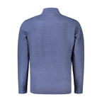 Norway 1963 blue polyamide men's sweater displayed on a hanger, showcasing its classic design and comfortable fit.