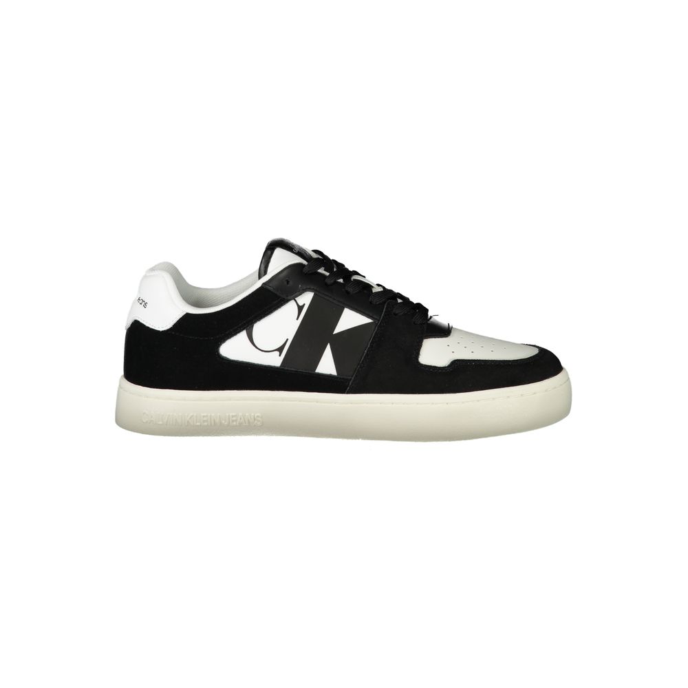 Calvin Klein white polyester men's sneaker with sleek design and rubber sole, casual footwear for everyday wear.